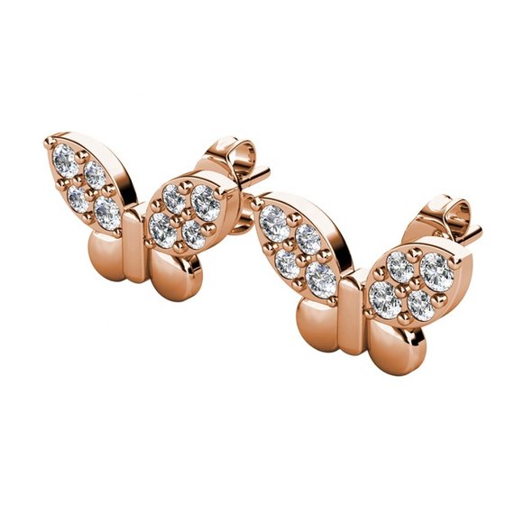 Rose Gold Butterfly Stud Earrings Made With‎ Australian Crystals Summer - Picture 4 of 4